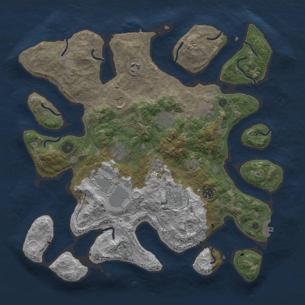 Rust Map: Procedural Map, Size: 4000, Seed: 330957, 17 Monuments