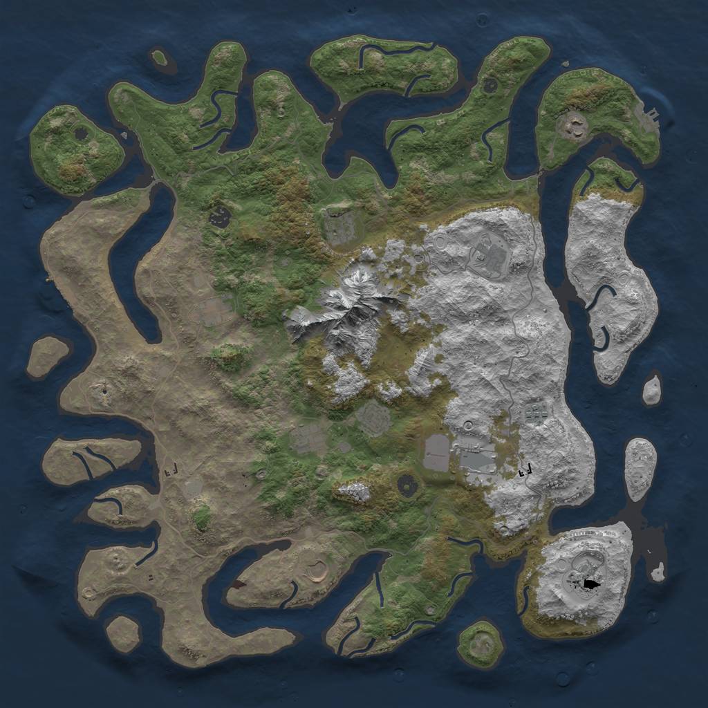 Rust Map: Procedural Map, Size: 5000, Seed: 1912891323, 19 Monuments