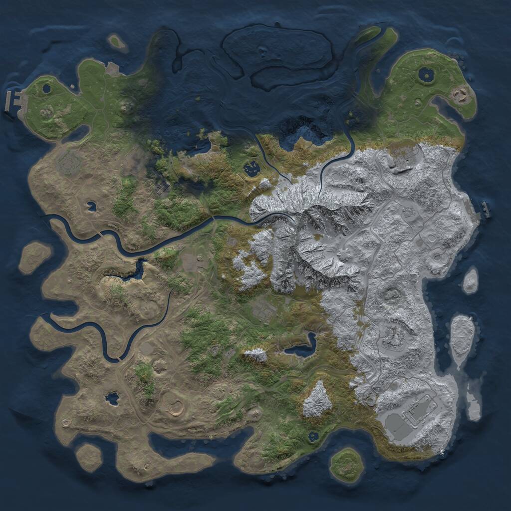 Rust Map: Procedural Map, Size: 5000, Seed: 1912891323, 17 Monuments