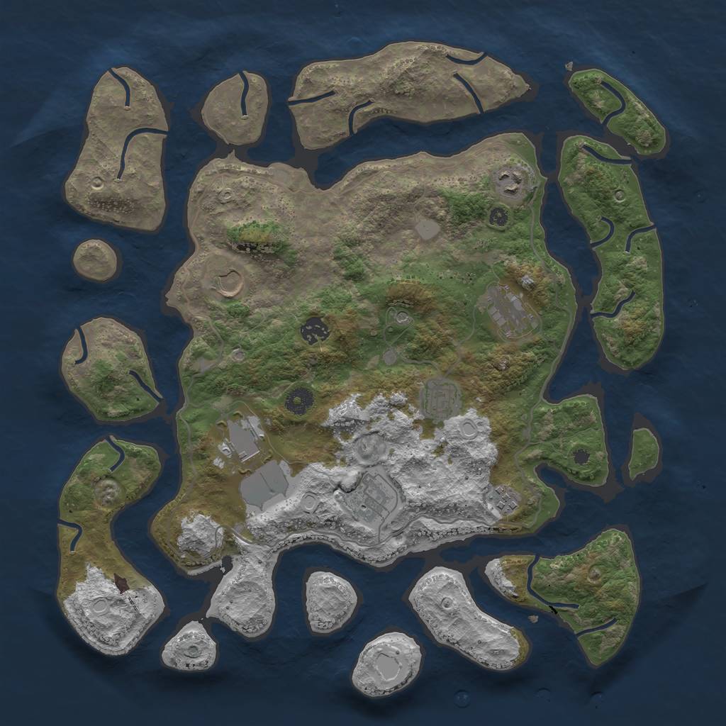 Rust Map: Procedural Map, Size: 4000, Seed: 738570, 14 Monuments