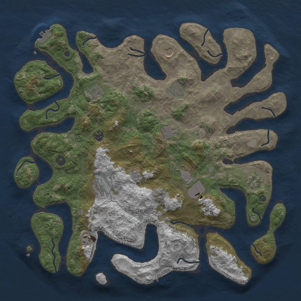 Rust Map: Procedural Map, Size: 4500, Seed: 525336351, 18 Monuments