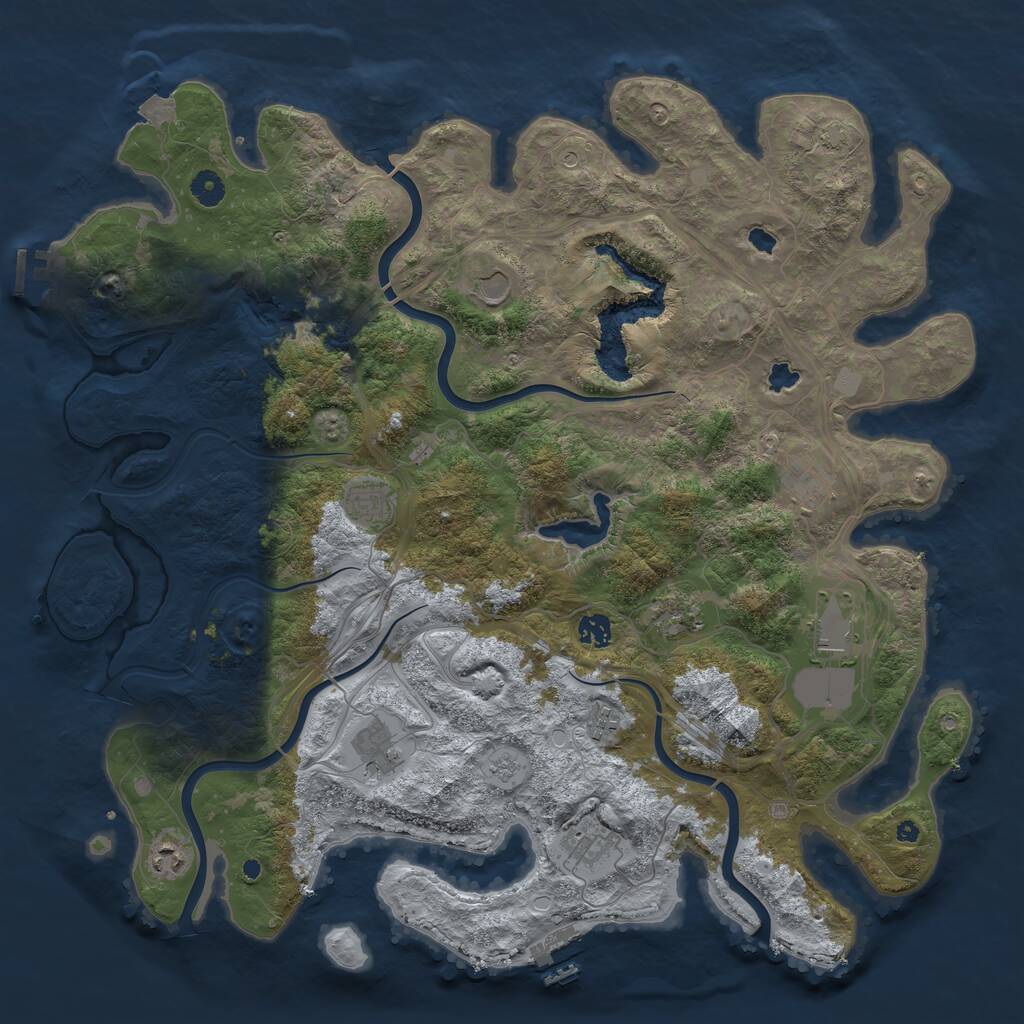 Rust Map: Procedural Map, Size: 4500, Seed: 525336351, 16 Monuments