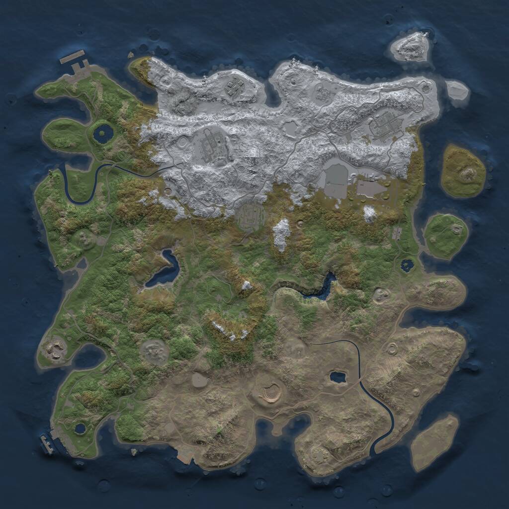 Rust Map: Procedural Map, Size: 4000, Seed: 176635, 13 Monuments