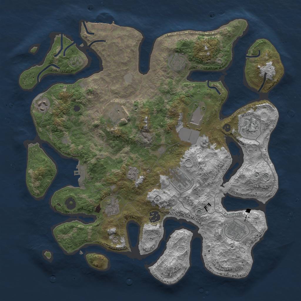 Rust Map: Procedural Map, Size: 3950, Seed: 1672008367, 18 Monuments