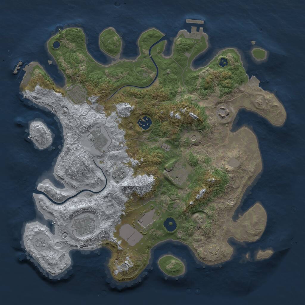 Rust Map: Procedural Map, Size: 3500, Seed: 24185435, 14 Monuments