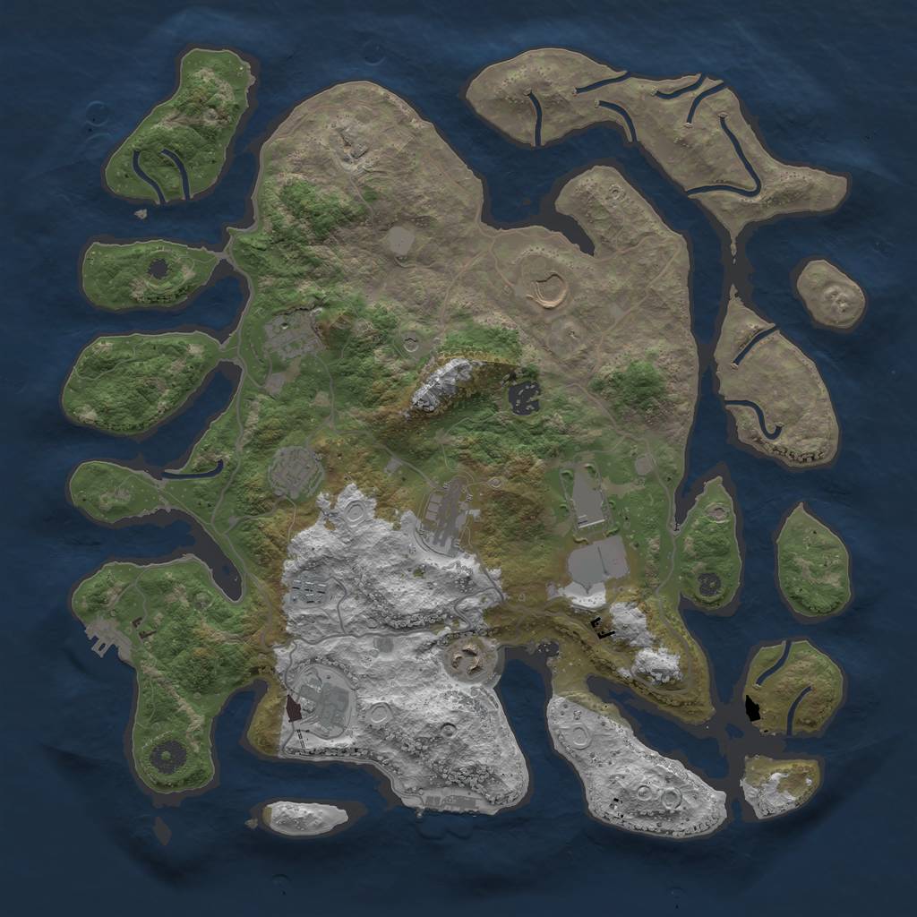 Rust Map: Procedural Map, Size: 4000, Seed: 410865, 17 Monuments