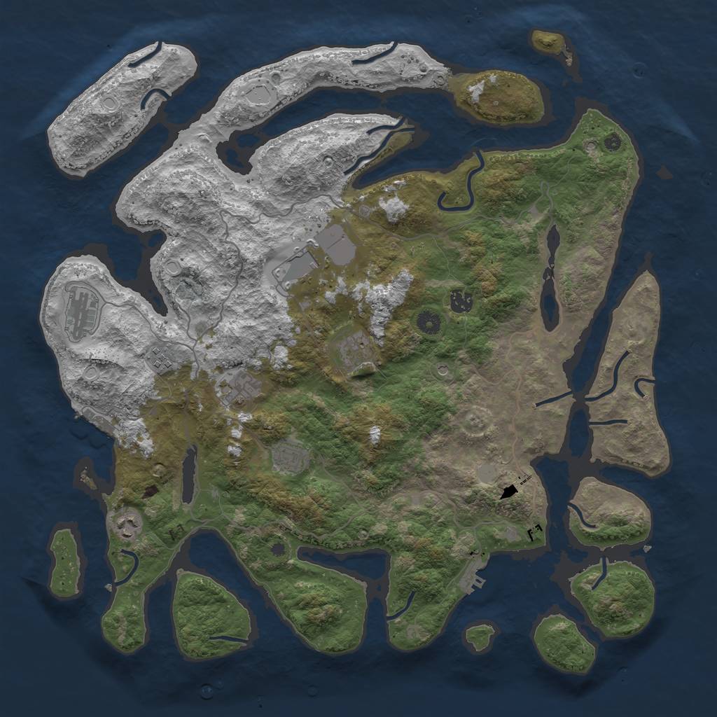 Rust Map: Procedural Map, Size: 4500, Seed: 913568, 16 Monuments