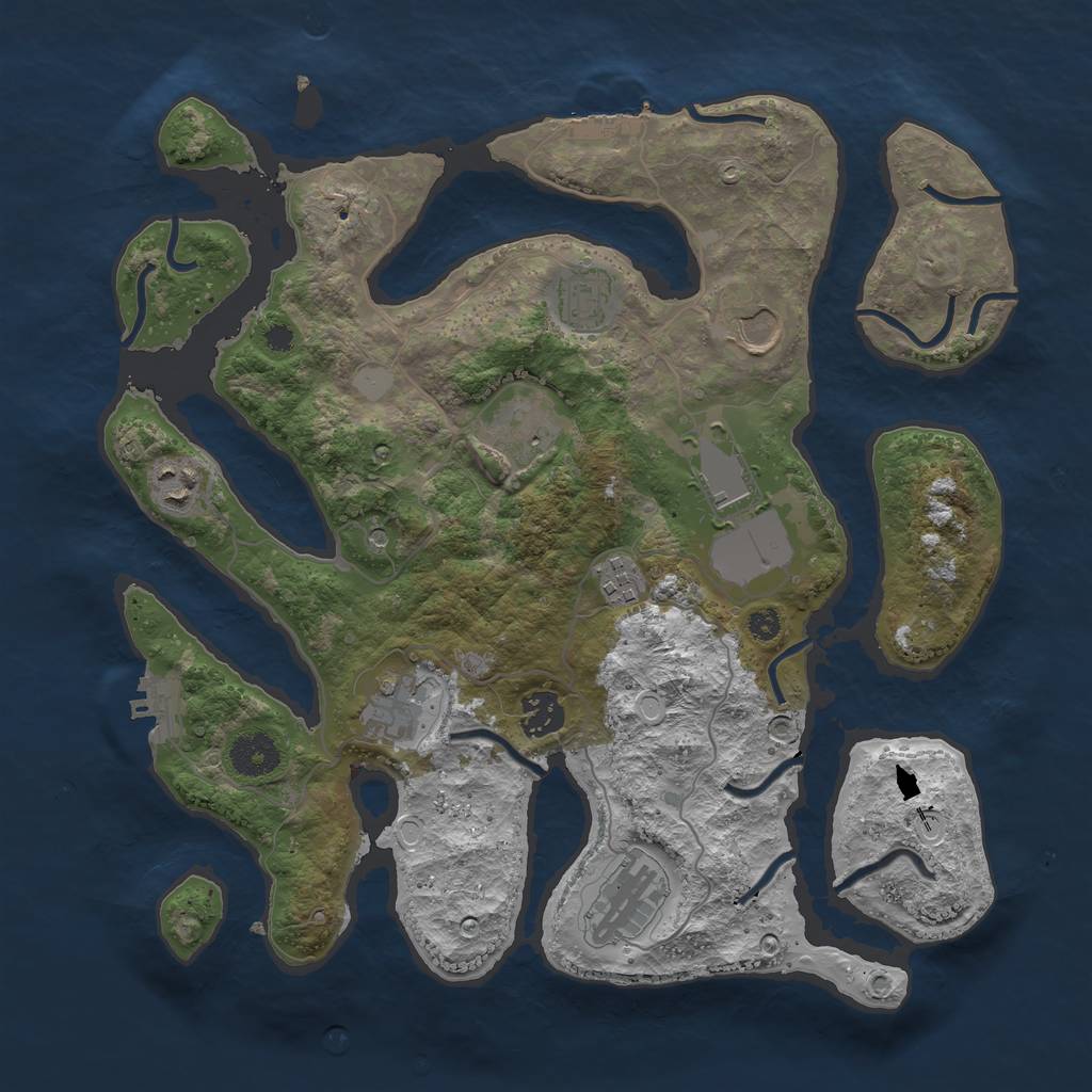 Rust Map: Procedural Map, Size: 3550, Seed: 389176, 17 Monuments
