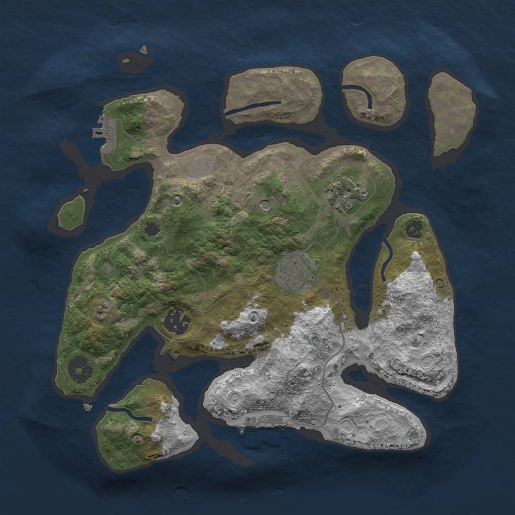 Rust Map: Procedural Map, Size: 3000, Seed: 480956863, 11 Monuments