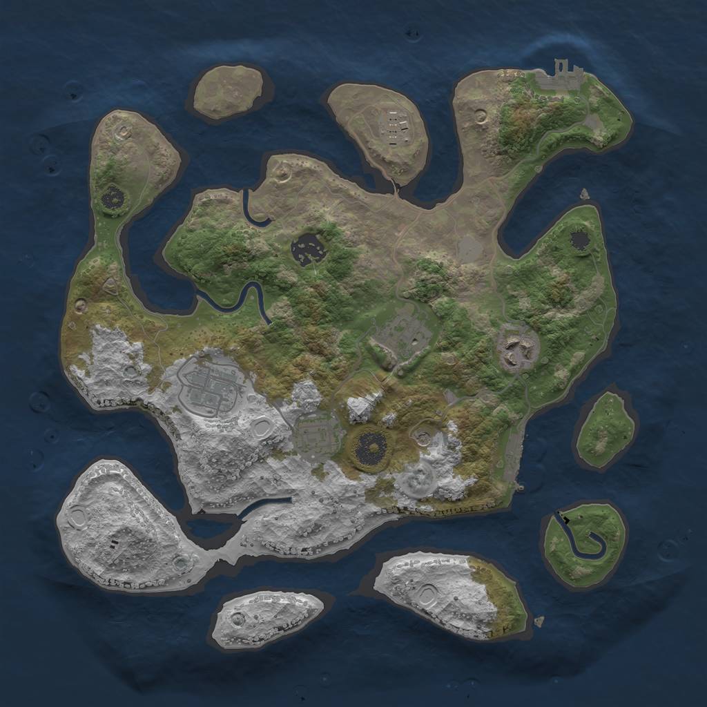 Rust Map: Procedural Map, Size: 3250, Seed: 165663773, 14 Monuments