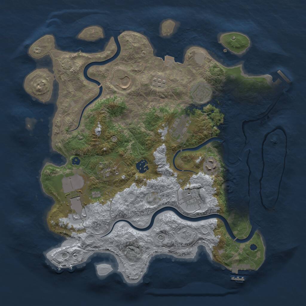 Rust Map: Procedural Map, Size: 3650, Seed: 456733334, 15 Monuments