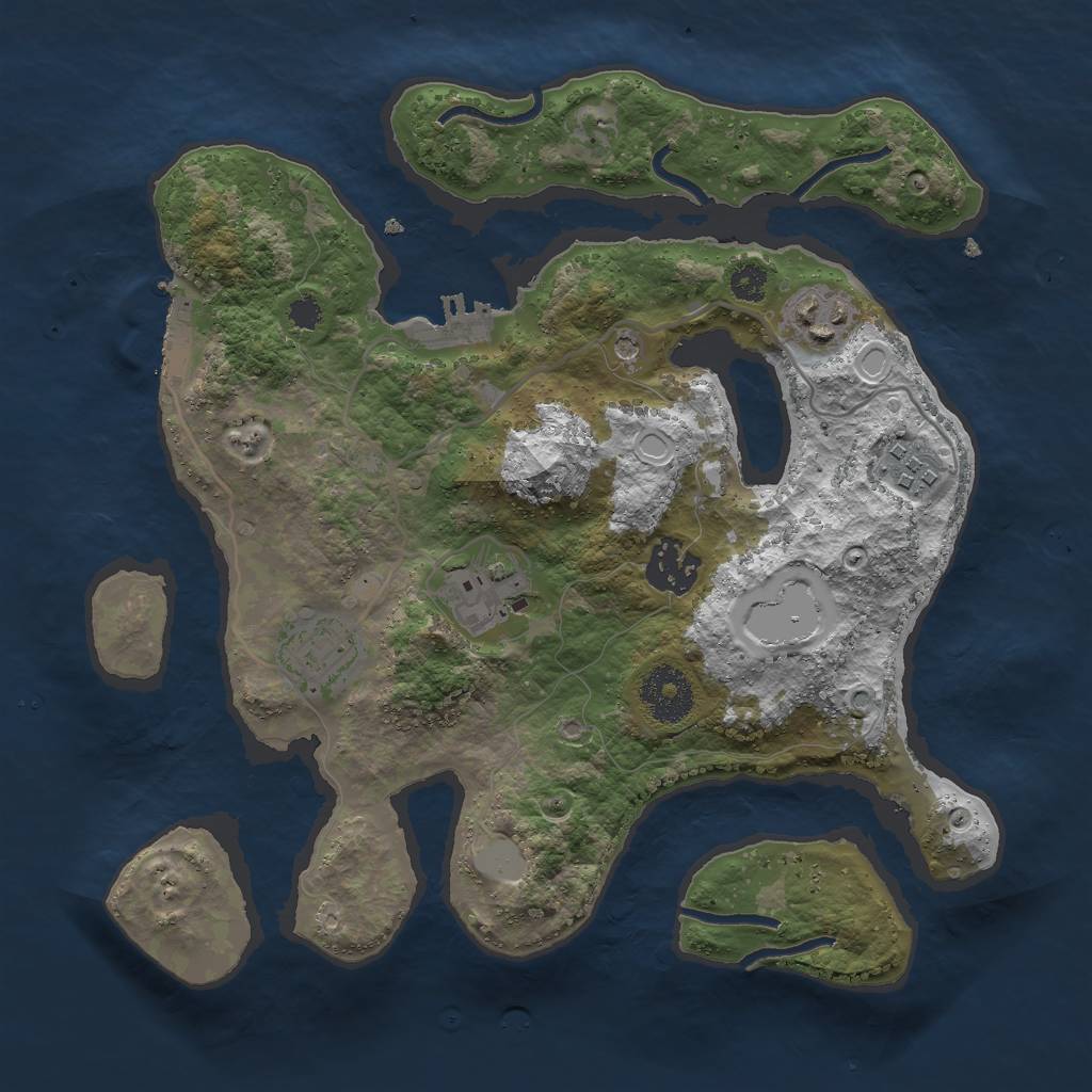 Rust Map: Procedural Map, Size: 3000, Seed: 377087, 13 Monuments