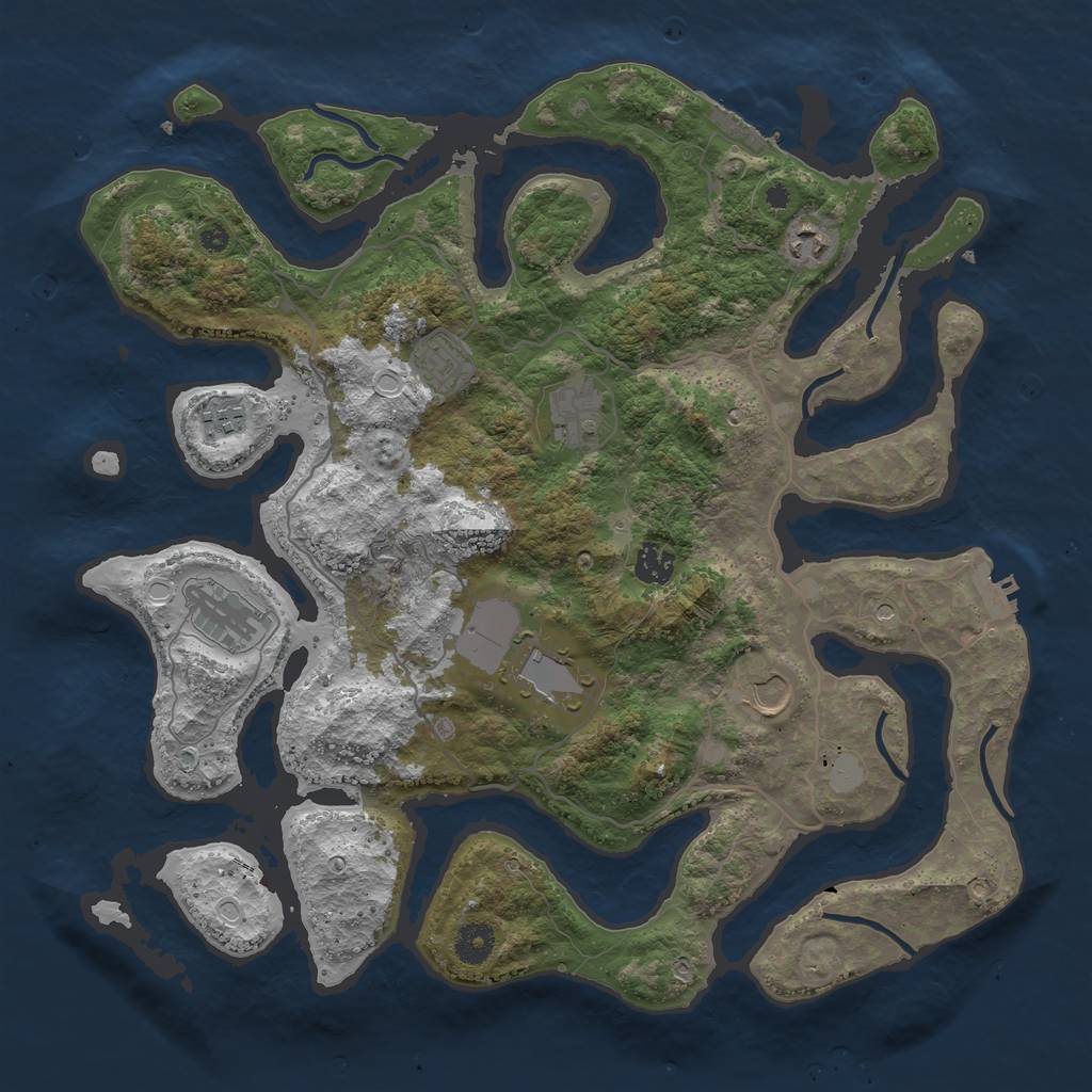 Rust Map: Procedural Map, Size: 4000, Seed: 333230, 16 Monuments