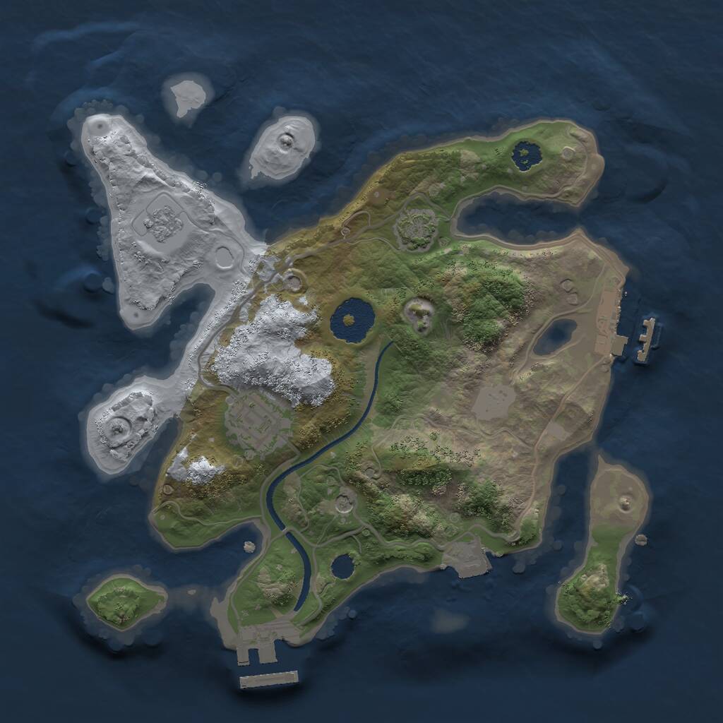 Rust Map: Procedural Map, Size: 2500, Seed: 1610813423, 7 Monuments
