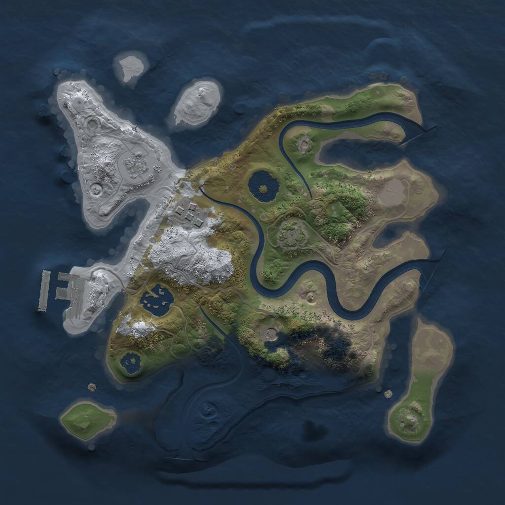 Rust Map: Procedural Map, Size: 2500, Seed: 1610813423, 7 Monuments