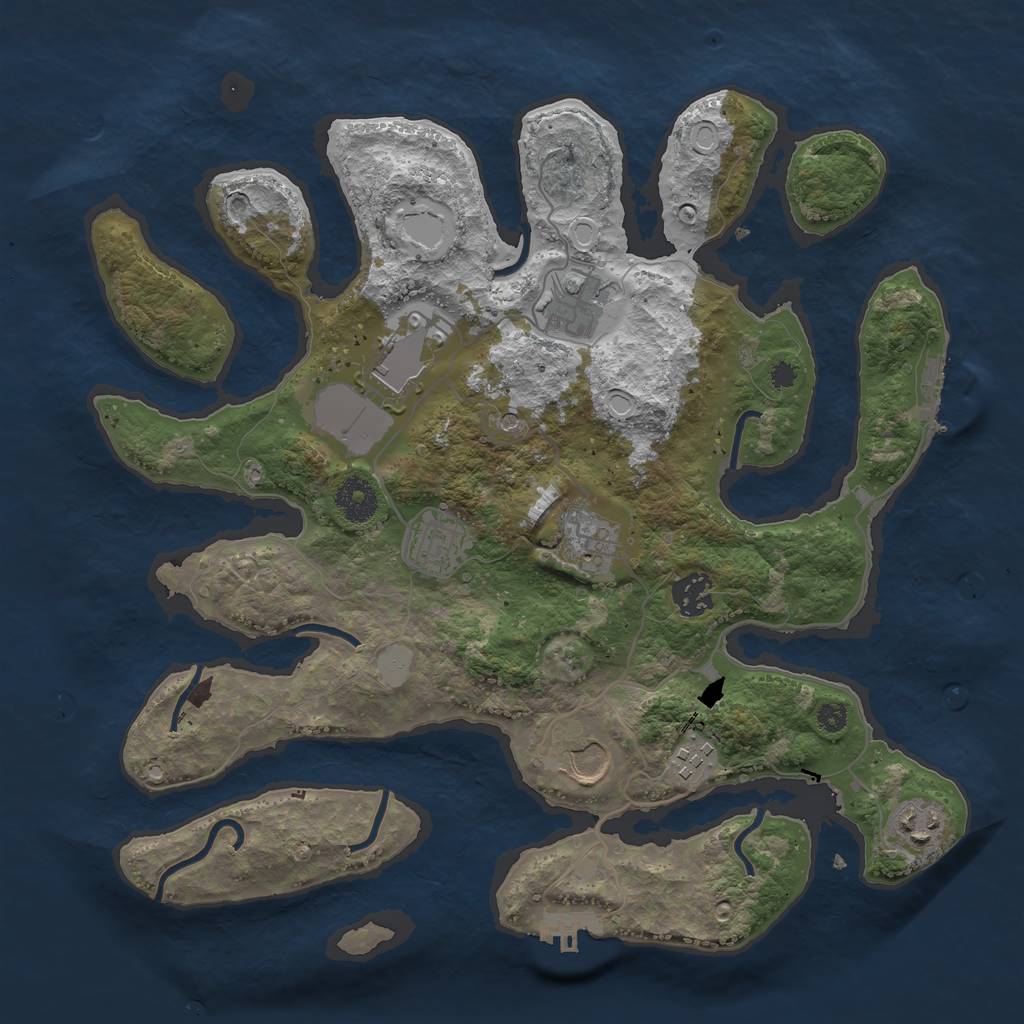 Rust Map: Procedural Map, Size: 3550, Seed: 135212, 16 Monuments