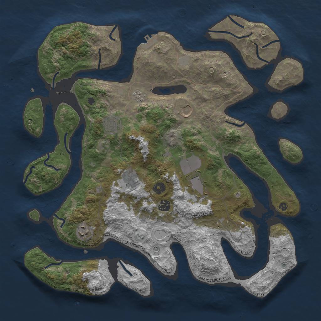 Rust Map: Procedural Map, Size: 4000, Seed: 496458, 14 Monuments