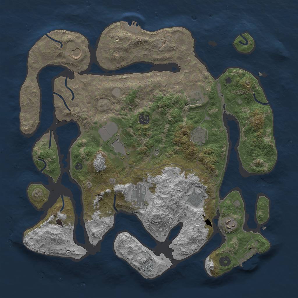 Rust Map: Procedural Map, Size: 4000, Seed: 392457, 17 Monuments