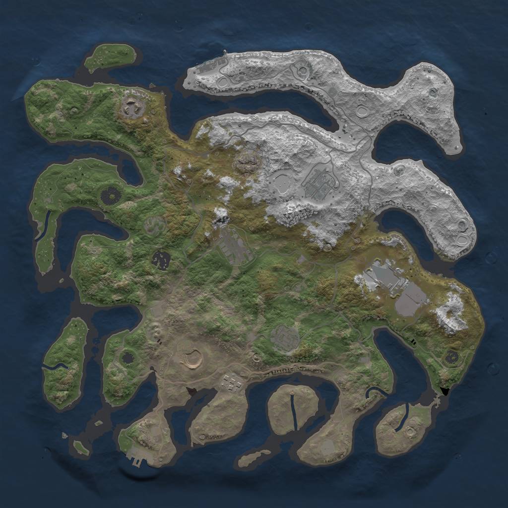 Rust Map: Procedural Map, Size: 4000, Seed: 819723, 16 Monuments