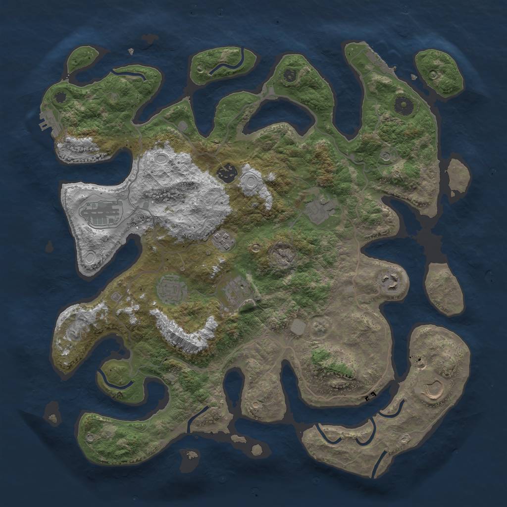 Rust Map: Procedural Map, Size: 4000, Seed: 737622, 16 Monuments