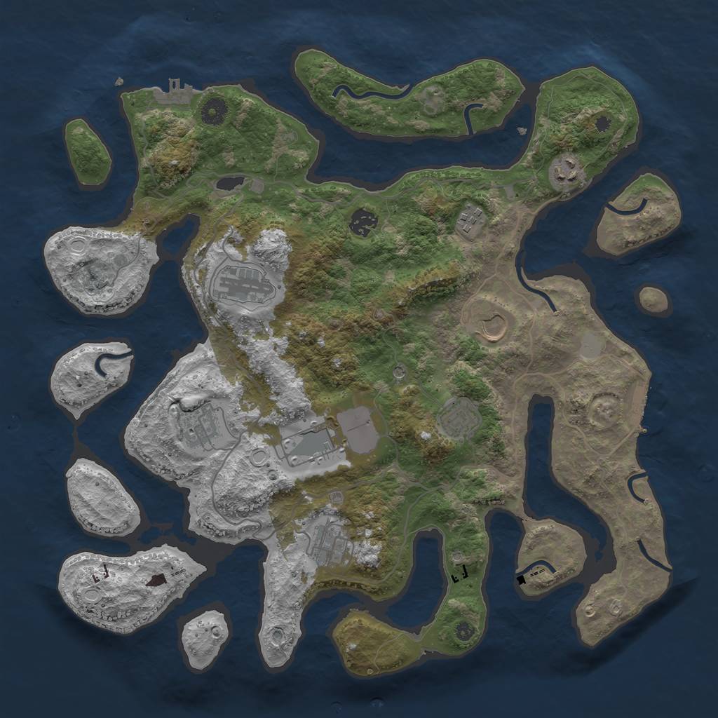 Rust Map: Procedural Map, Size: 4000, Seed: 872853, 17 Monuments