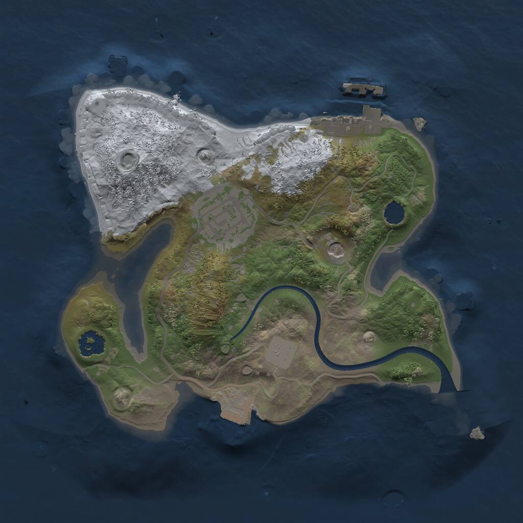 Rust Map: Procedural Map, Size: 2000, Seed: 2541, 4 Monuments