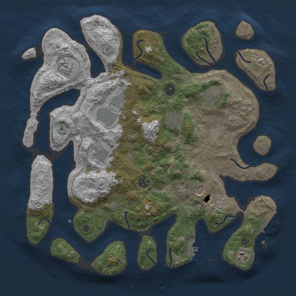 Rust Map: Procedural Map, Size: 4000, Seed: 493590, 17 Monuments