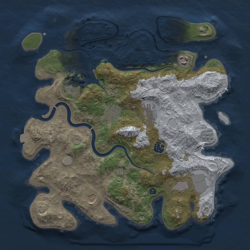 Rust Map: Procedural Map, Size: 3550, Seed: 338901, 12 Monuments