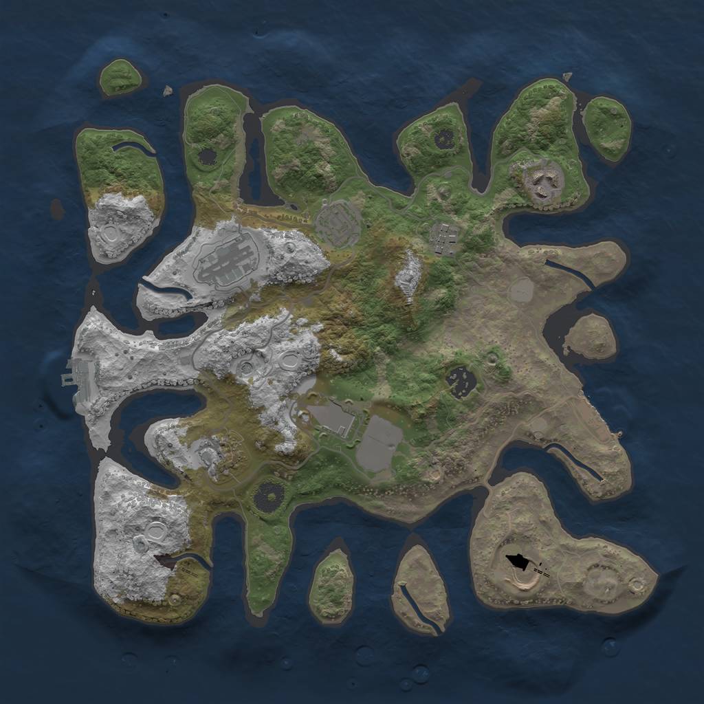 Rust Map: Procedural Map, Size: 3500, Seed: 2345562, 16 Monuments