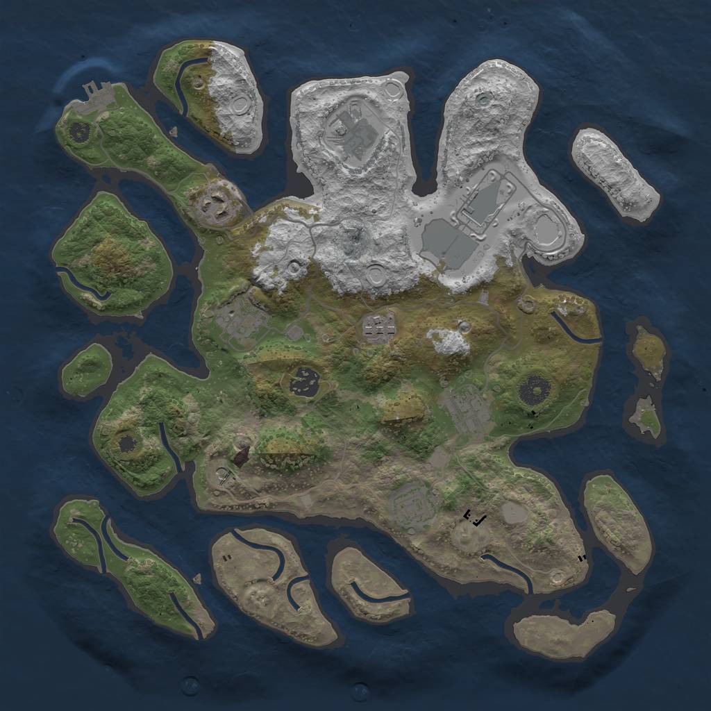 Rust Map: Procedural Map, Size: 3550, Seed: 580368, 15 Monuments