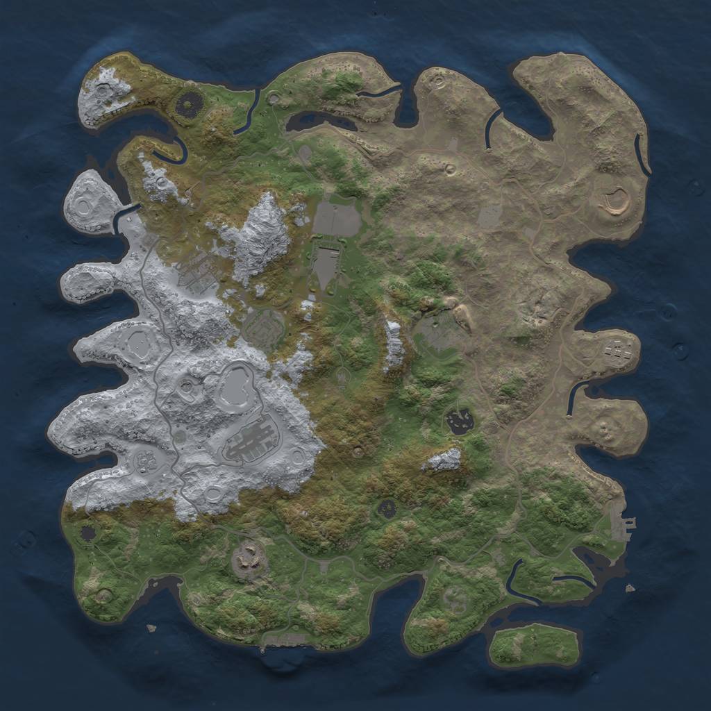Rust Map: Procedural Map, Size: 4000, Seed: 123456, 18 Monuments