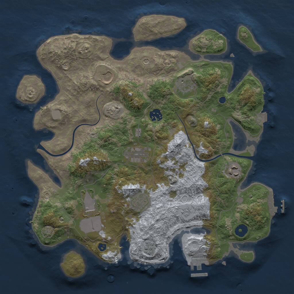 Rust Map: Procedural Map, Size: 3550, Seed: 466973, 14 Monuments
