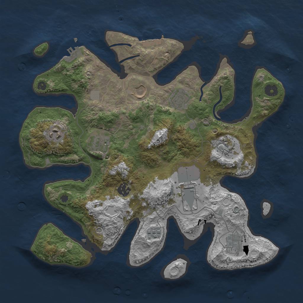 Rust Map: Procedural Map, Size: 3550, Seed: 754845, 17 Monuments