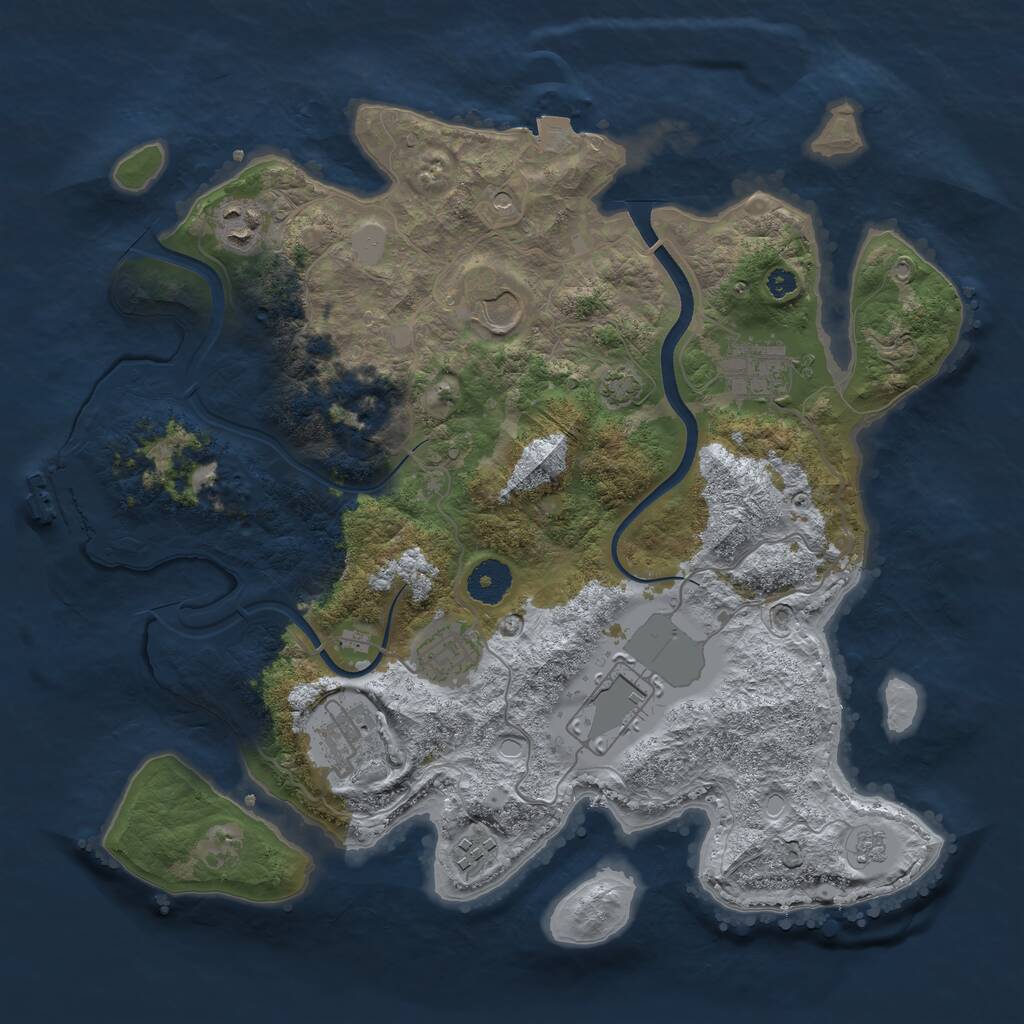 Rust Map: Procedural Map, Size: 3550, Seed: 754845, 12 Monuments