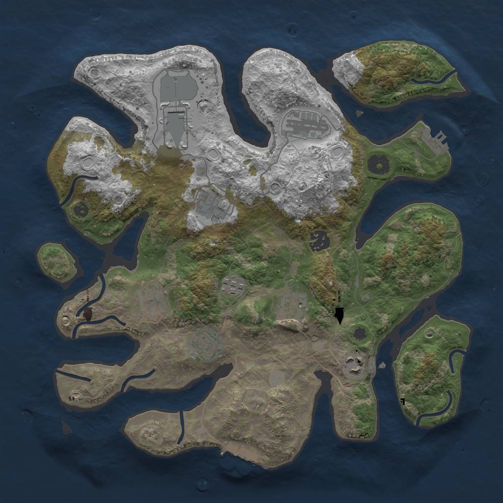 Rust Map: Procedural Map, Size: 3550, Seed: 853686, 17 Monuments