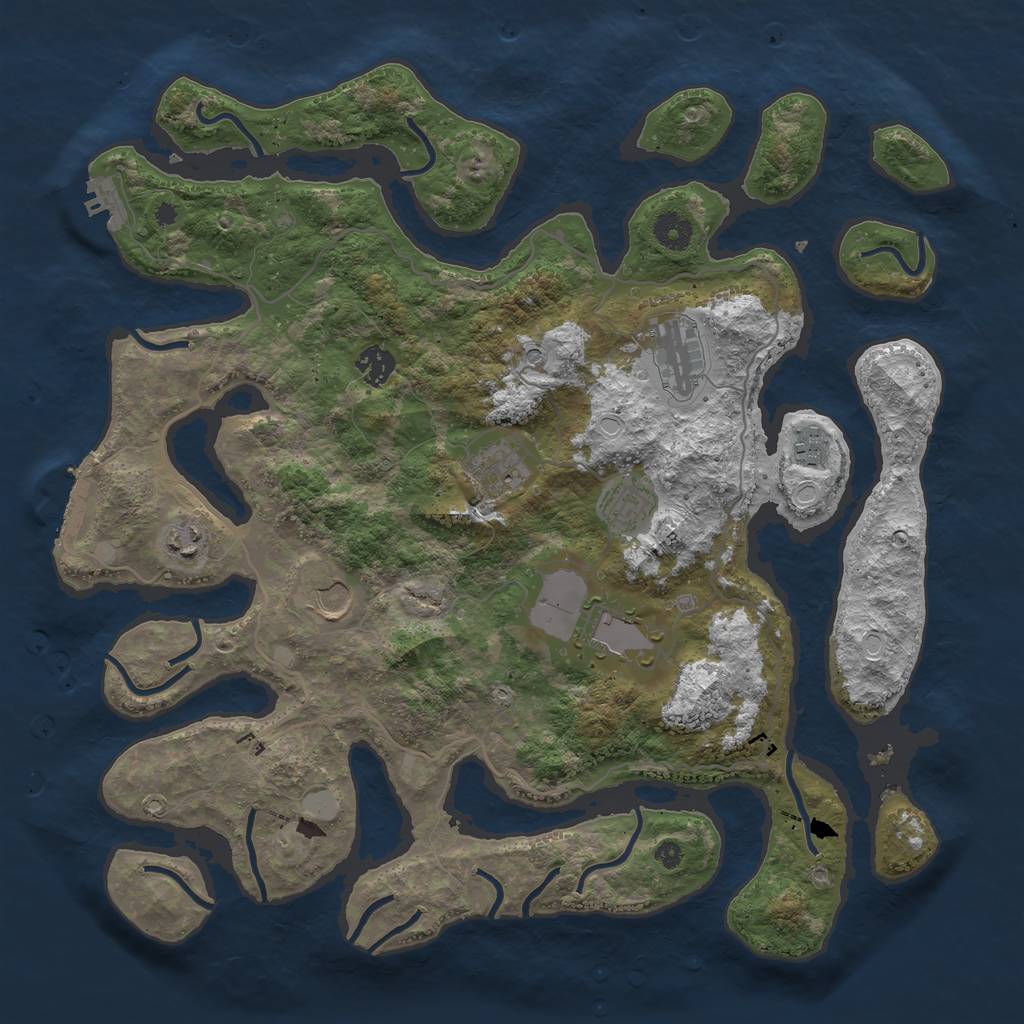 Rust Map: Procedural Map, Size: 4000, Seed: 24817, 16 Monuments