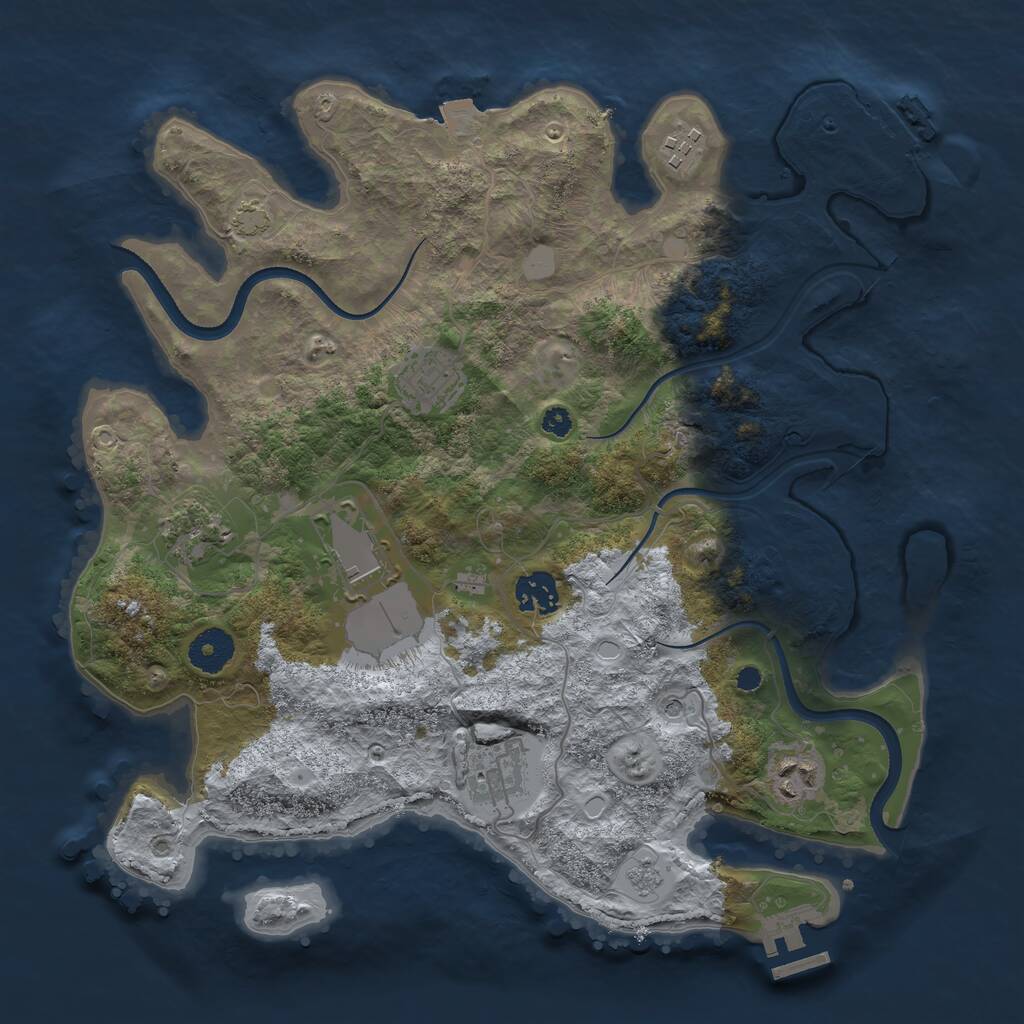 Rust Map: Procedural Map, Size: 3500, Seed: 1960856670, 13 Monuments