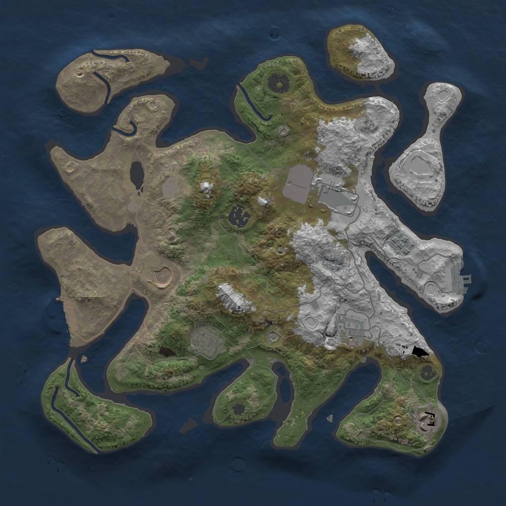 Rust Map: Procedural Map, Size: 3550, Seed: 35636815, 15 Monuments