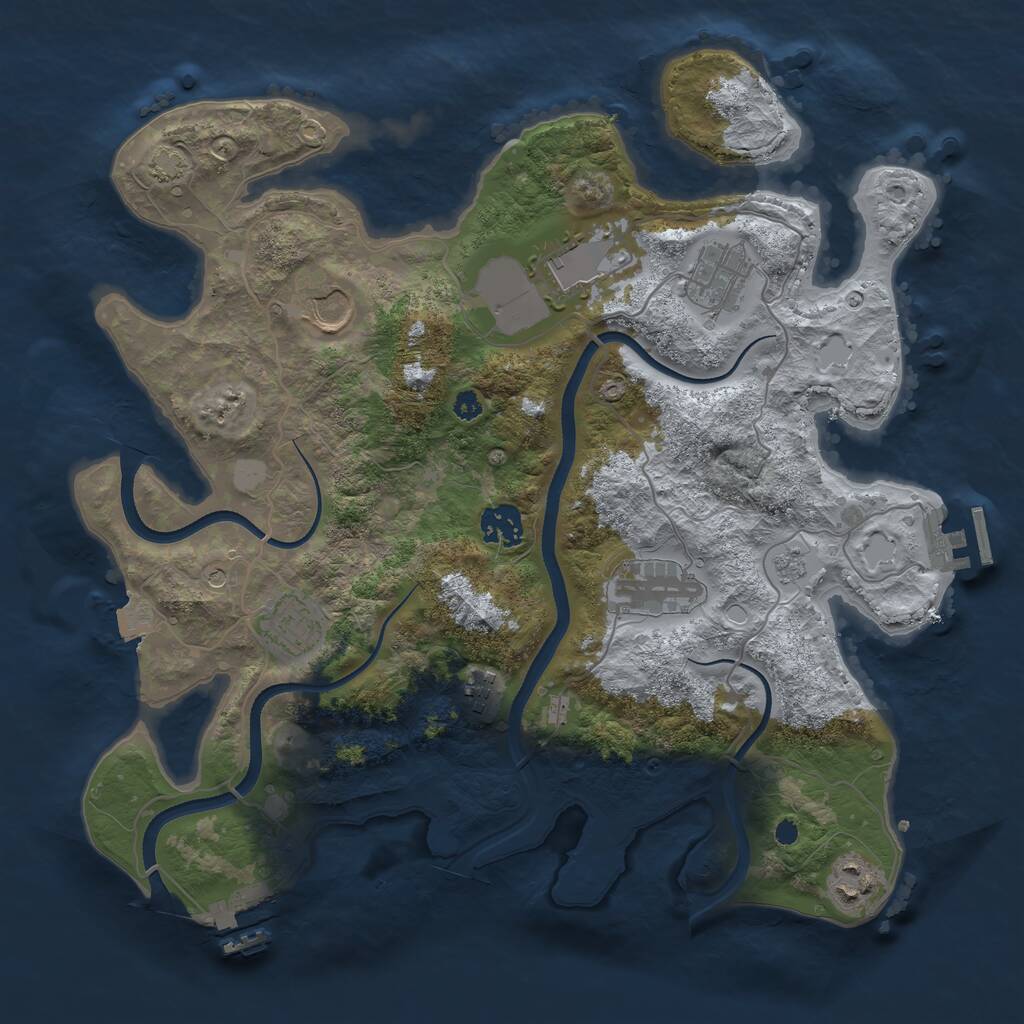 Rust Map: Procedural Map, Size: 3550, Seed: 35636815, 14 Monuments