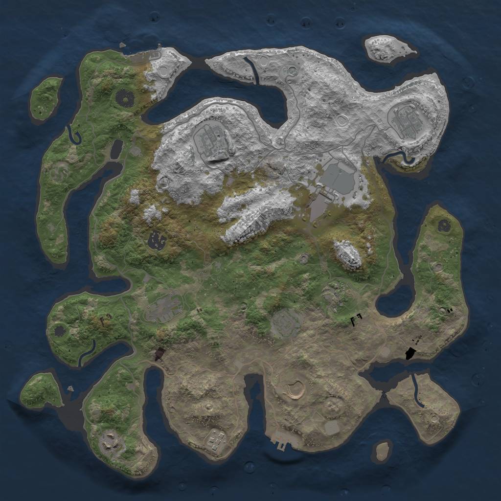 Rust Map: Procedural Map, Size: 4000, Seed: 61912, 18 Monuments