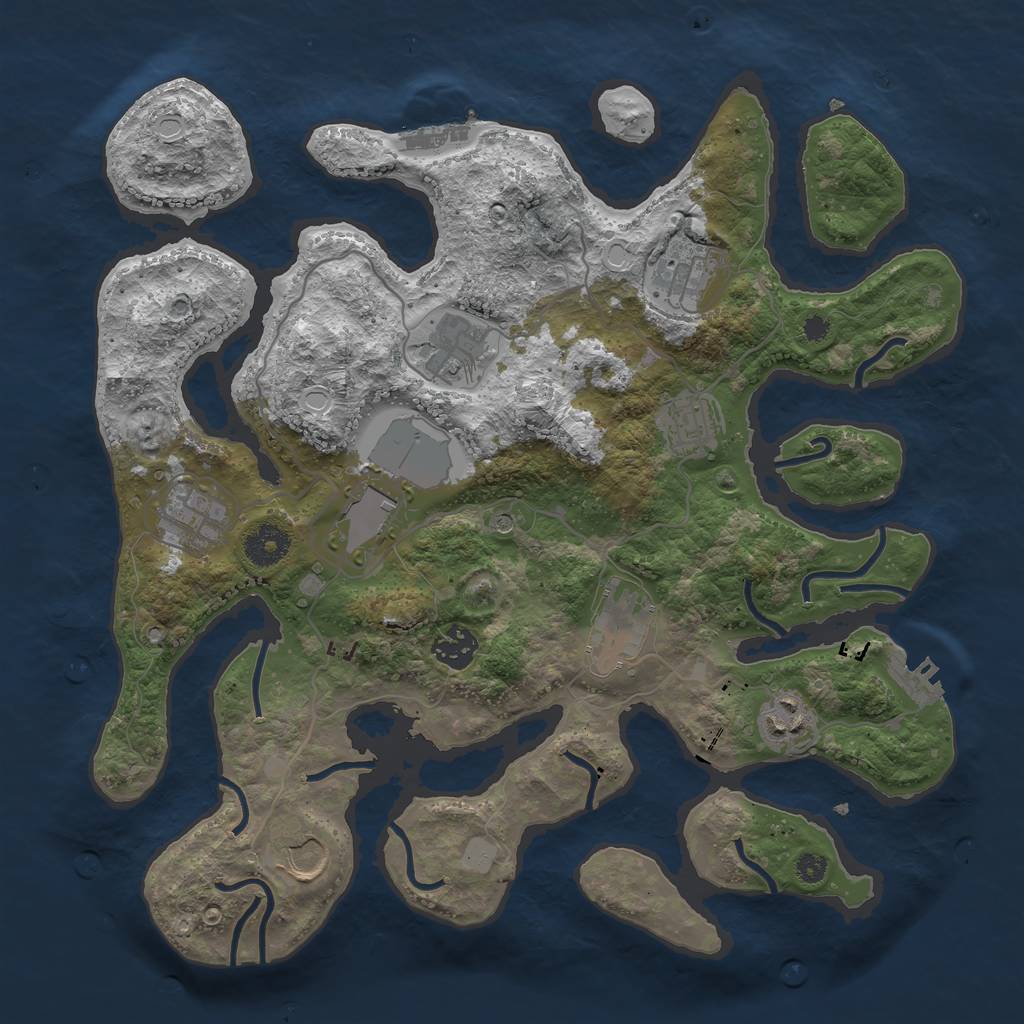 Rust Map: Procedural Map, Size: 3550, Seed: 190261, 17 Monuments