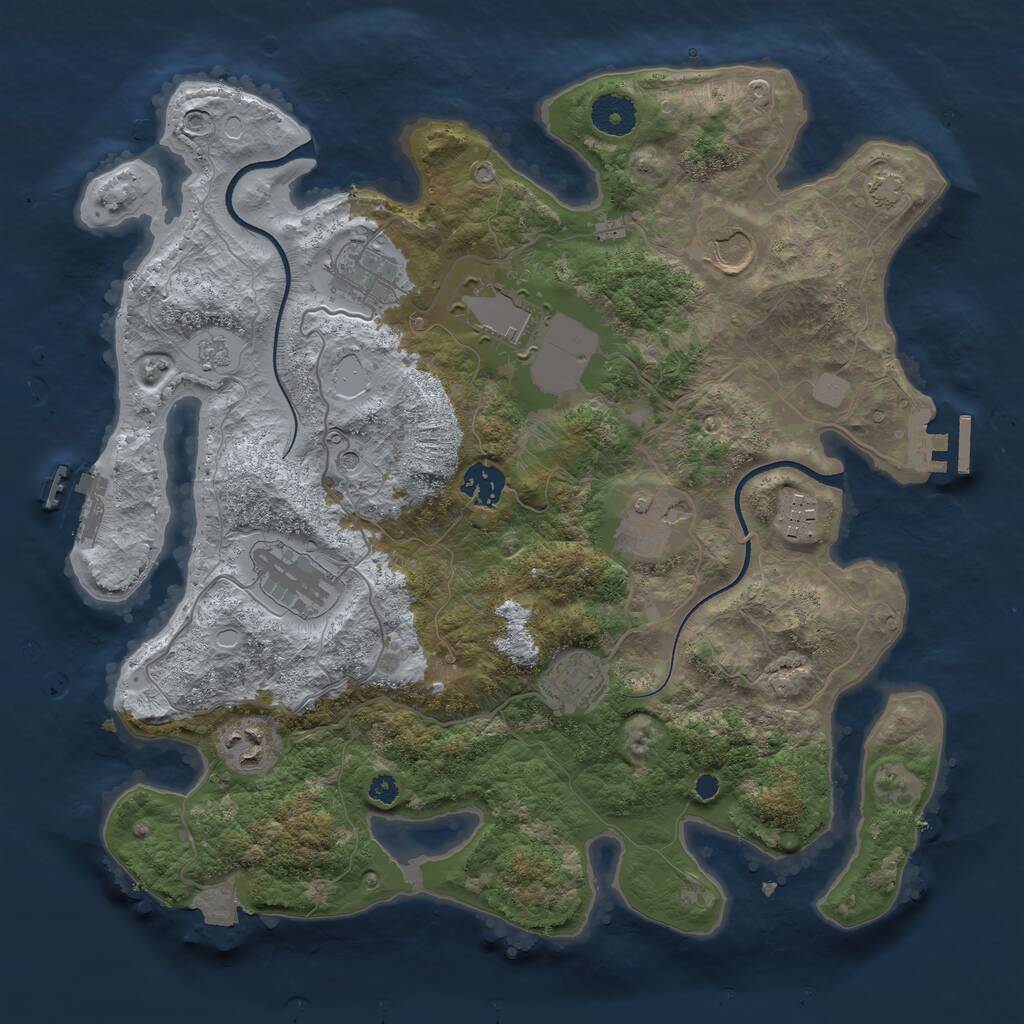 Rust Map: Procedural Map, Size: 3550, Seed: 625288, 15 Monuments