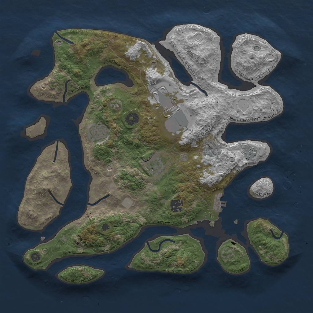 Rust Map: Procedural Map, Size: 3550, Seed: 264138, 12 Monuments