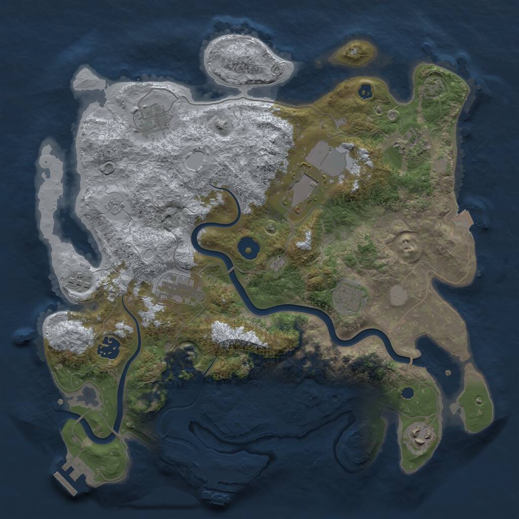 Rust Map: Procedural Map, Size: 3550, Seed: 318939, 14 Monuments