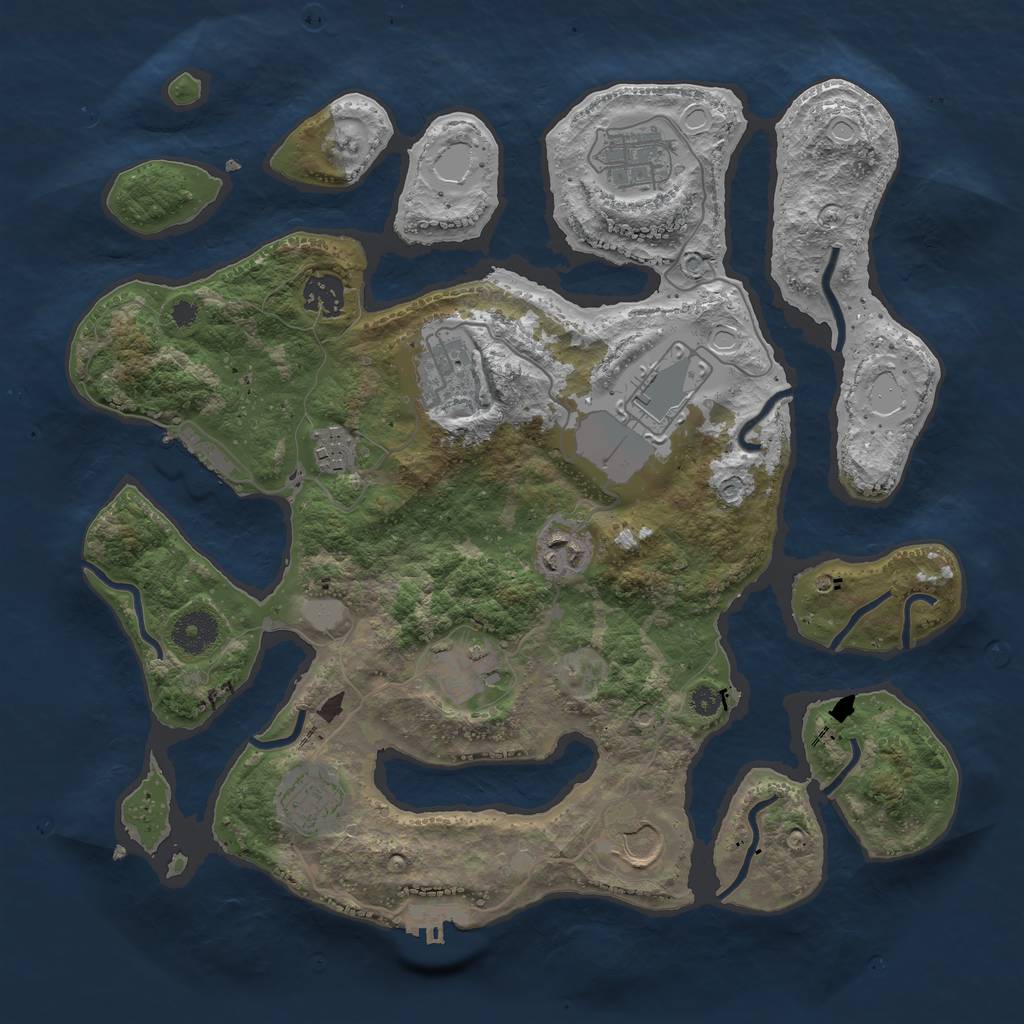 Rust Map: Procedural Map, Size: 3550, Seed: 938839, 16 Monuments
