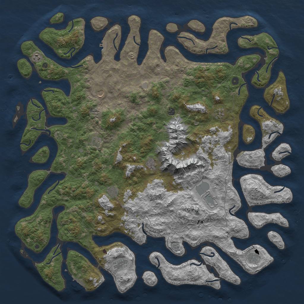Rust Map: Procedural Map, Size: 6000, Seed: 703830993, 19 Monuments