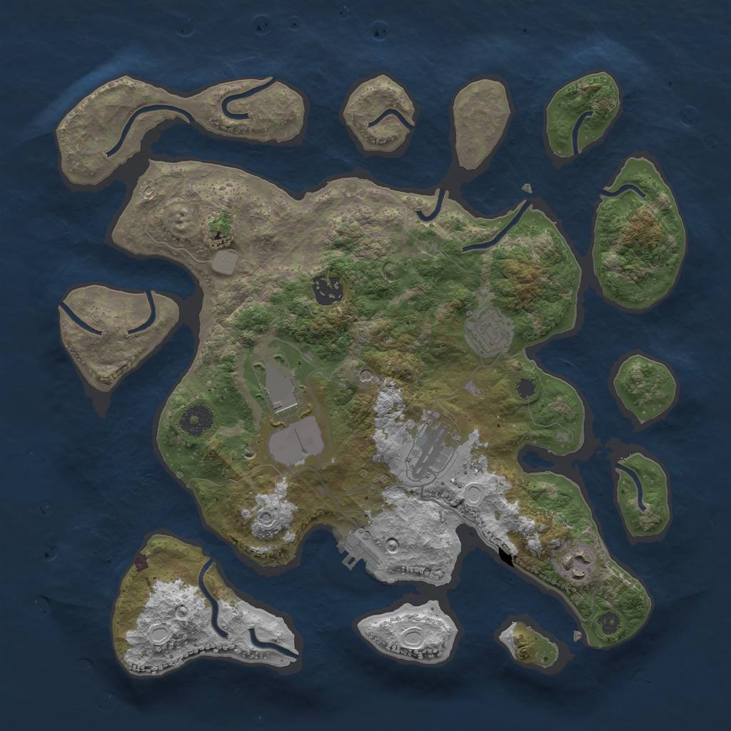 Rust Map: Procedural Map, Size: 3500, Seed: 837129, 12 Monuments