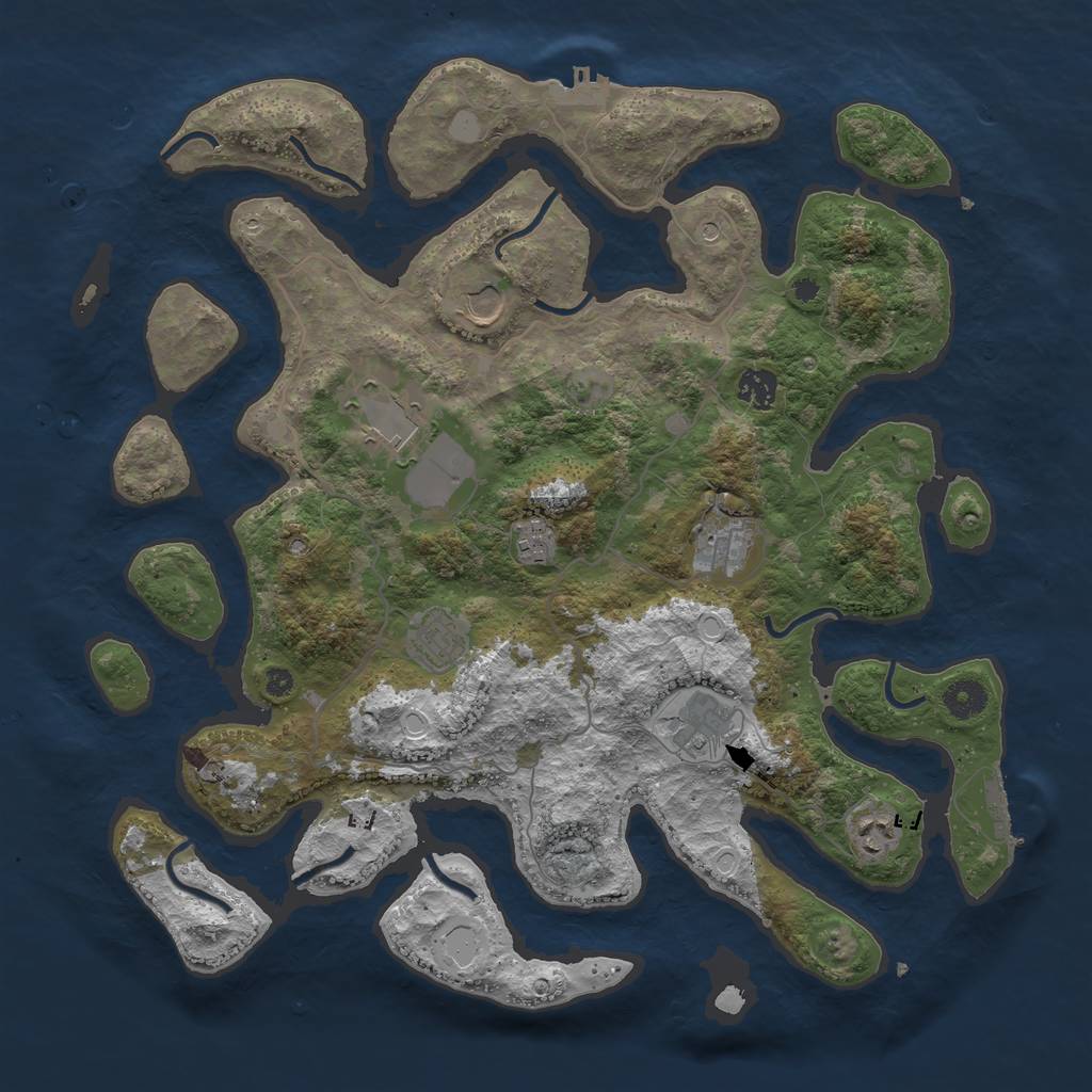Rust Map: Procedural Map, Size: 4000, Seed: 703613, 16 Monuments