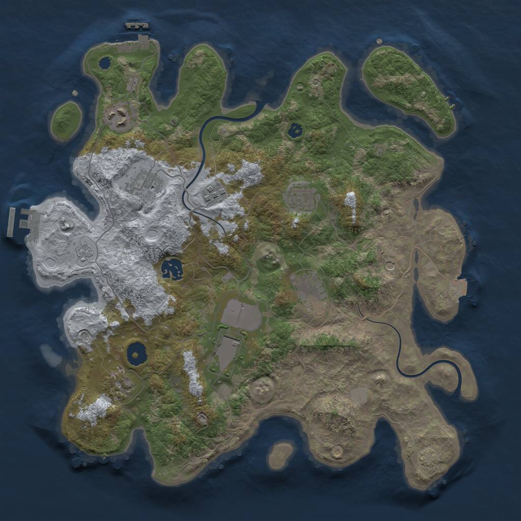 Rust Map: Procedural Map, Size: 3550, Seed: 998639, 14 Monuments