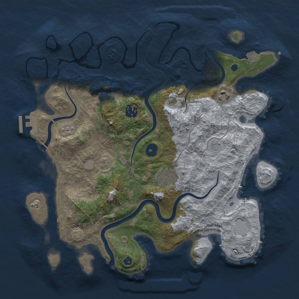 Rust Map: Procedural Map, Size: 3550, Seed: 352883, 9 Monuments